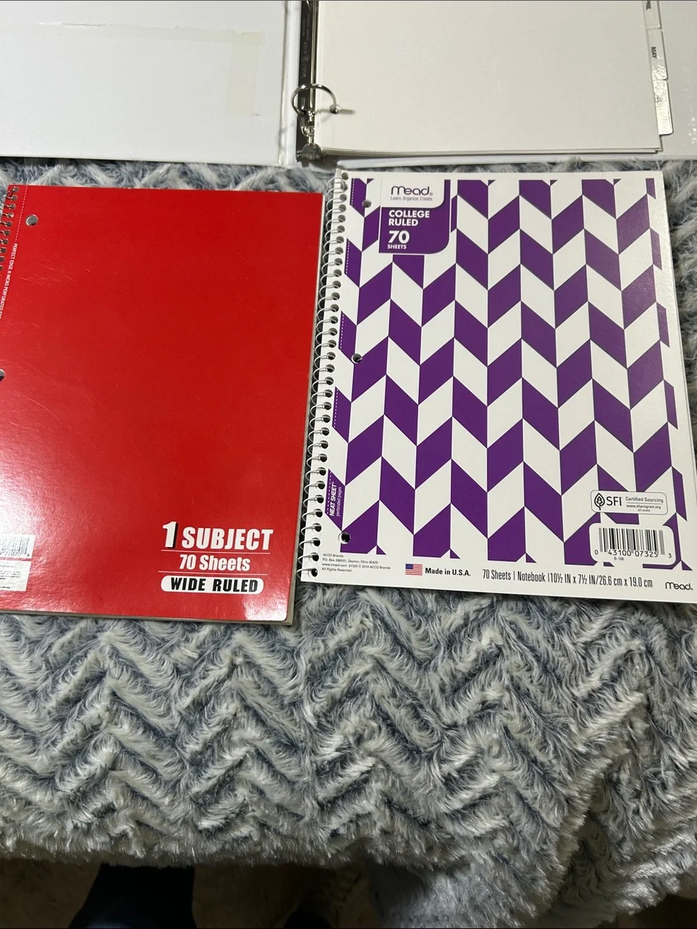 Assorted Color 1”- 2” 3 Ring Binders 100 Clear Sheet Protectors and Notebooks
